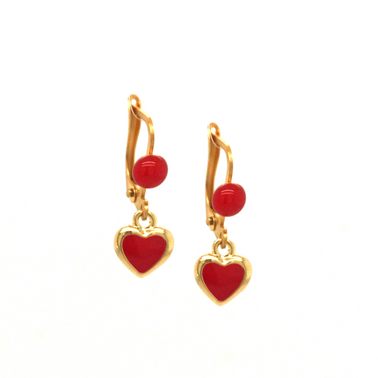 Tiny Framed Red Heart Earring - HK Jewels
