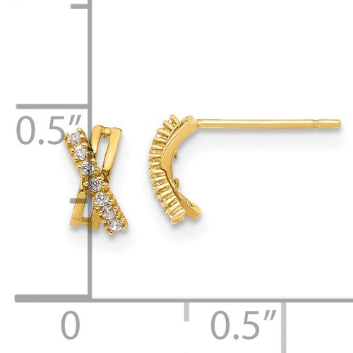 14k CZ Children's X Post Earrings - HK Jewels