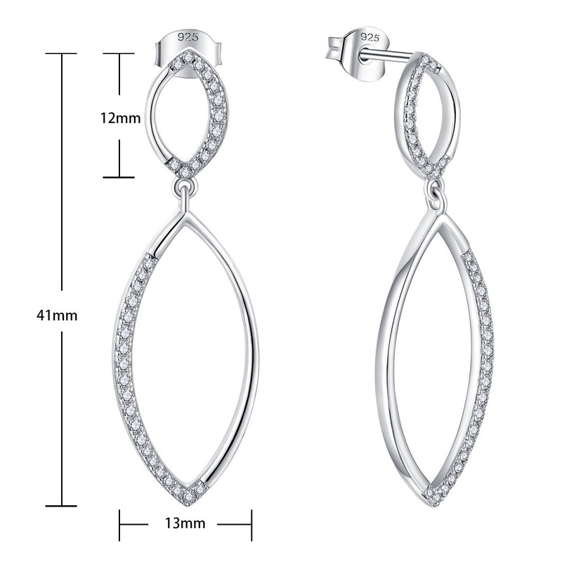 Sterling Silver Micropave Double Marquis Shape Earring - HK Jewels