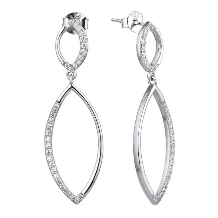 Sterling Silver Micropave Double Marquis Shape Earring - HK Jewels