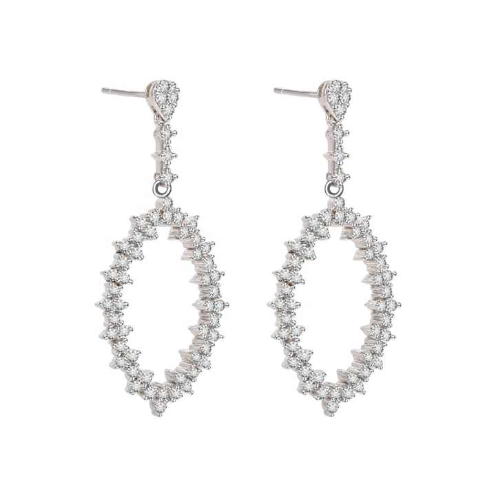 Sterling Silver CZ Marquis Earrings - HK Jewels