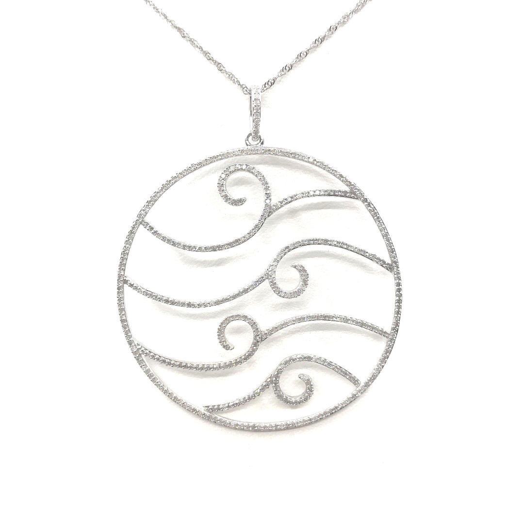 14K Gold and Diamond Circle Pendant Necklace - HK Jewels