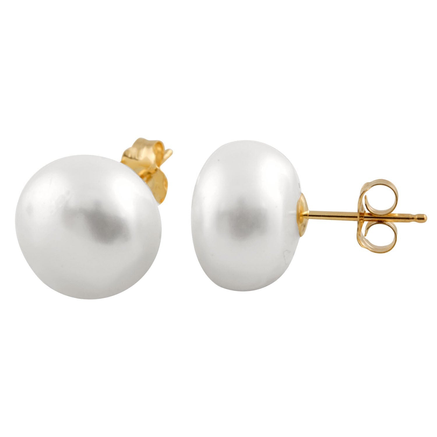 Freshwater Button Pearl Studs With 14k Gold Earring Backs – HK Jewels