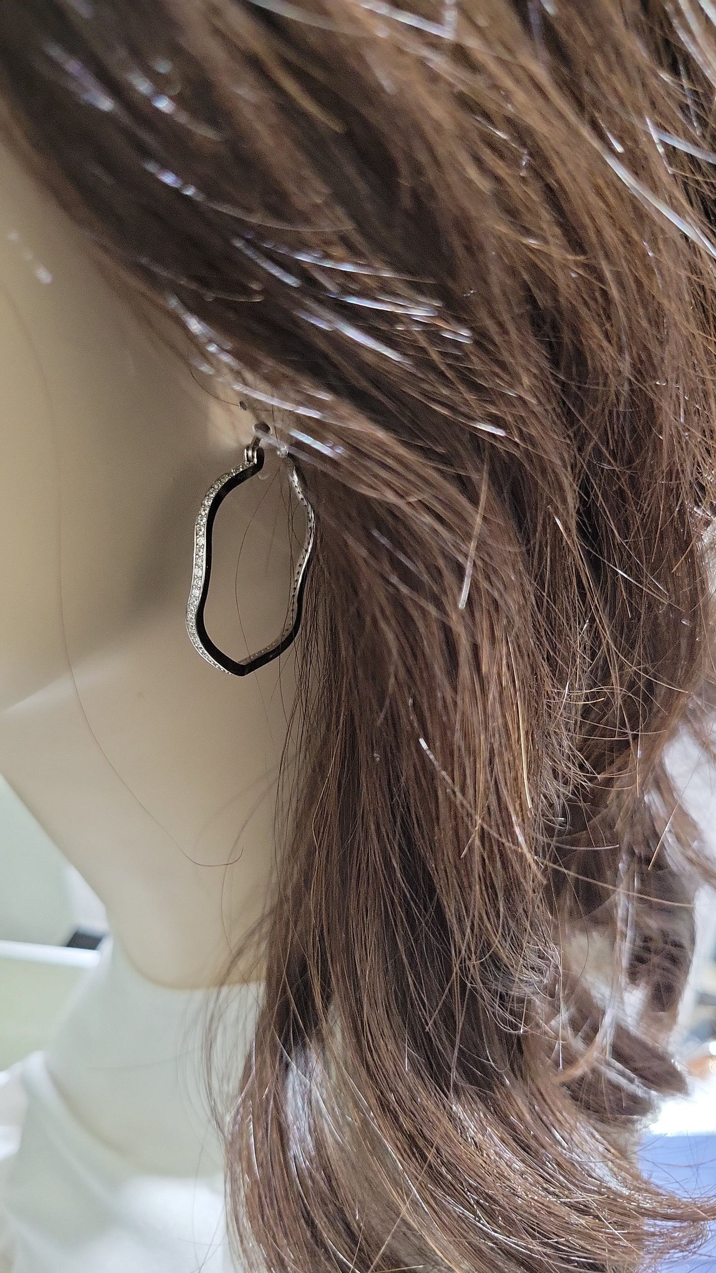 Sterling Silver Twisted Hoop With CZs Earrings - HK Jewels