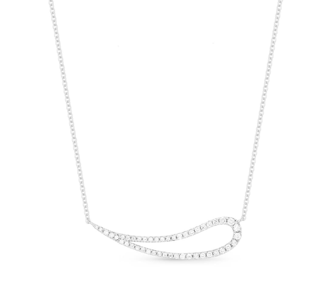 Sterling Silver Horizontal Curved Teardrop Necklace - HK Jewels