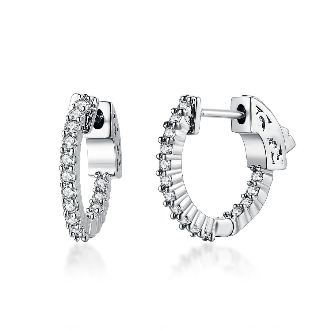 Surgical Steel Medium Huggie Earrings With CZ Stones - HK Jewels