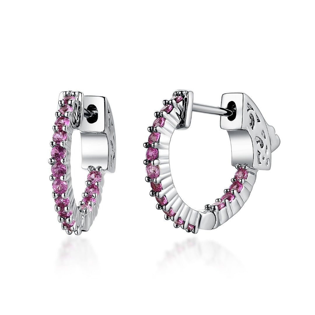 Surgical Steel Medium Huggie Earrings With CZ Stones - HK Jewels