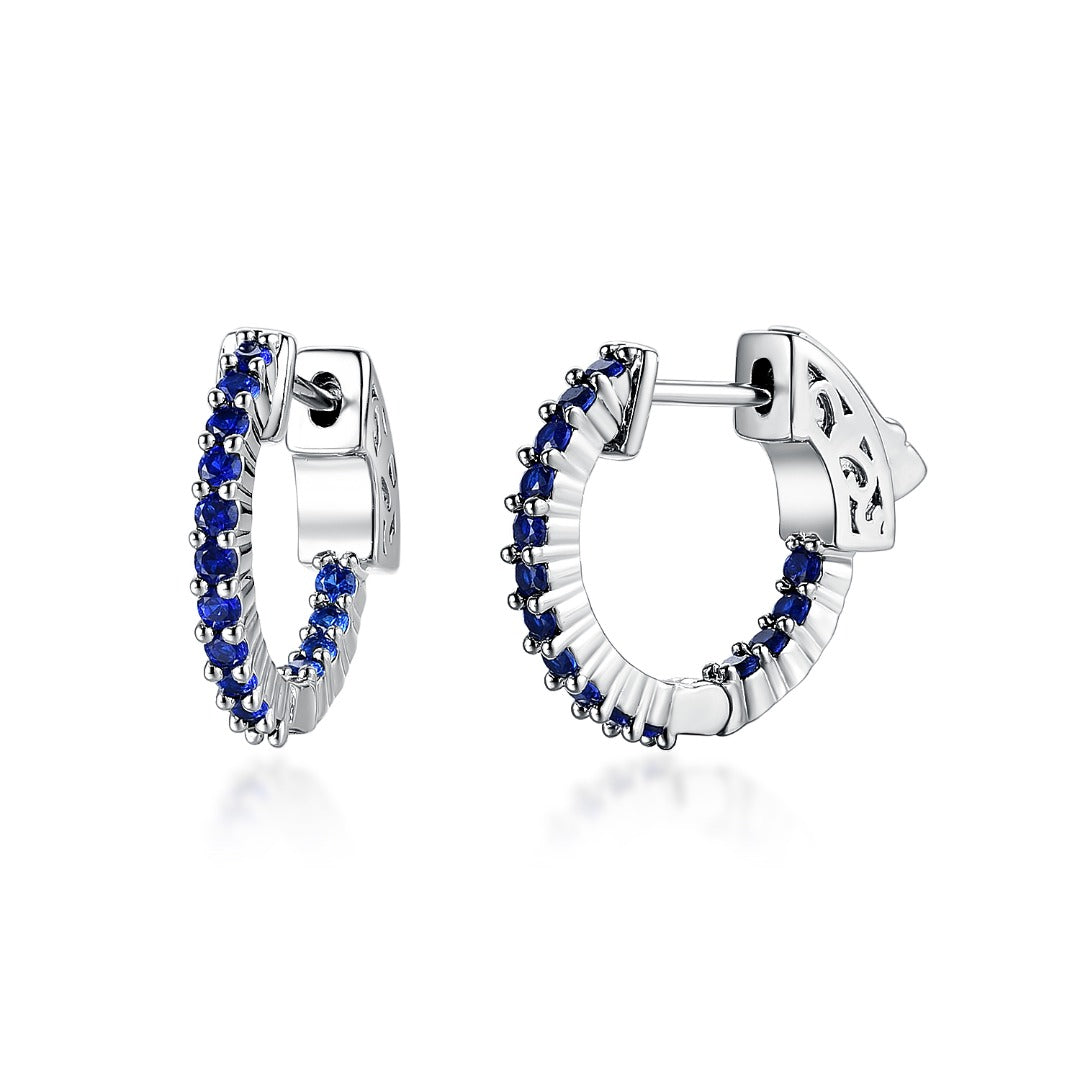 Surgical Steel Medium Huggie Earrings With CZ Stones - HK Jewels