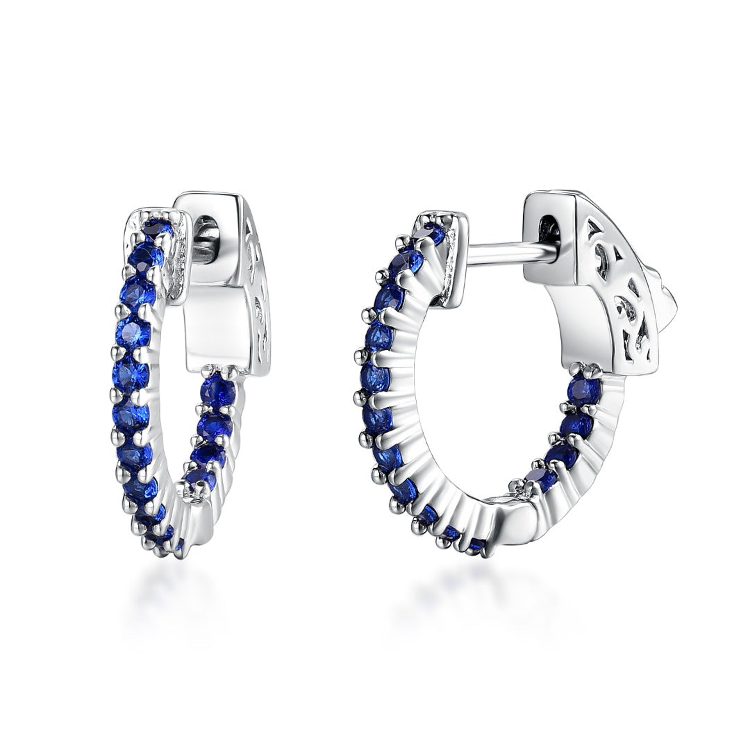 Surgical Steel Medium Huggie Earrings With CZ Stones - HK Jewels