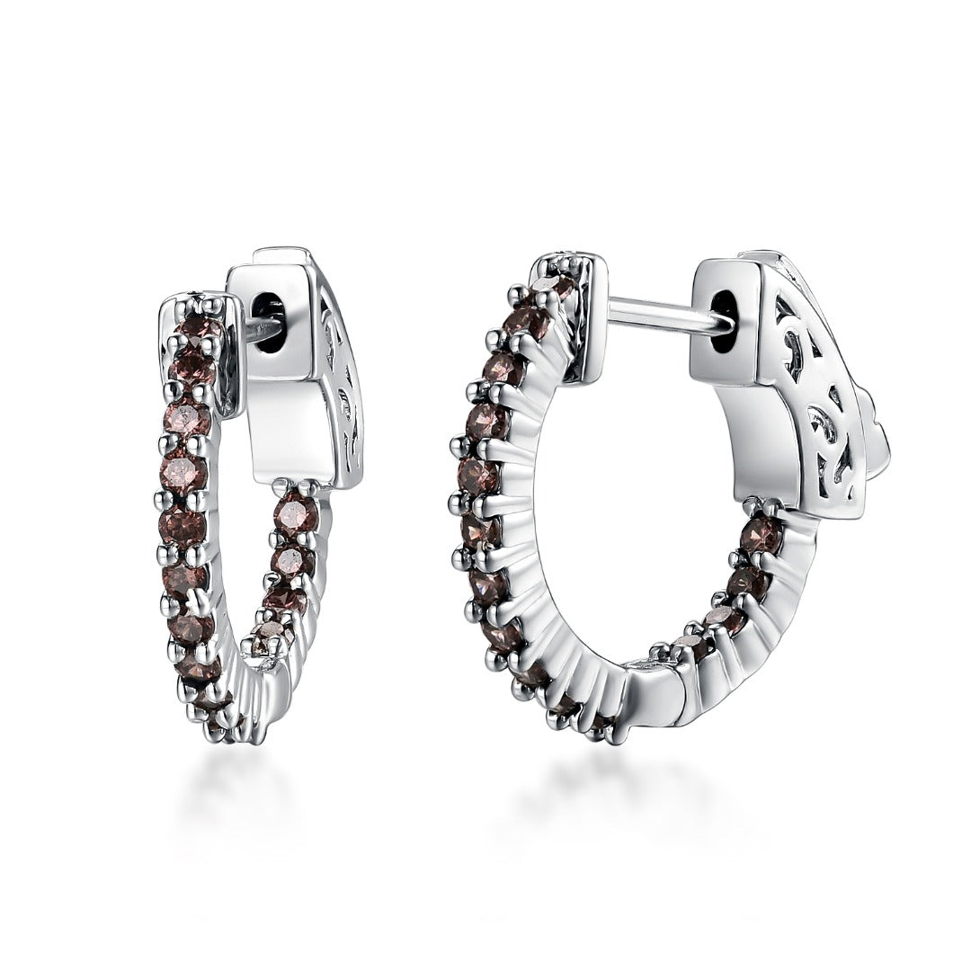 Surgical Steel Medium Huggie Earrings With CZ Stones - HK Jewels
