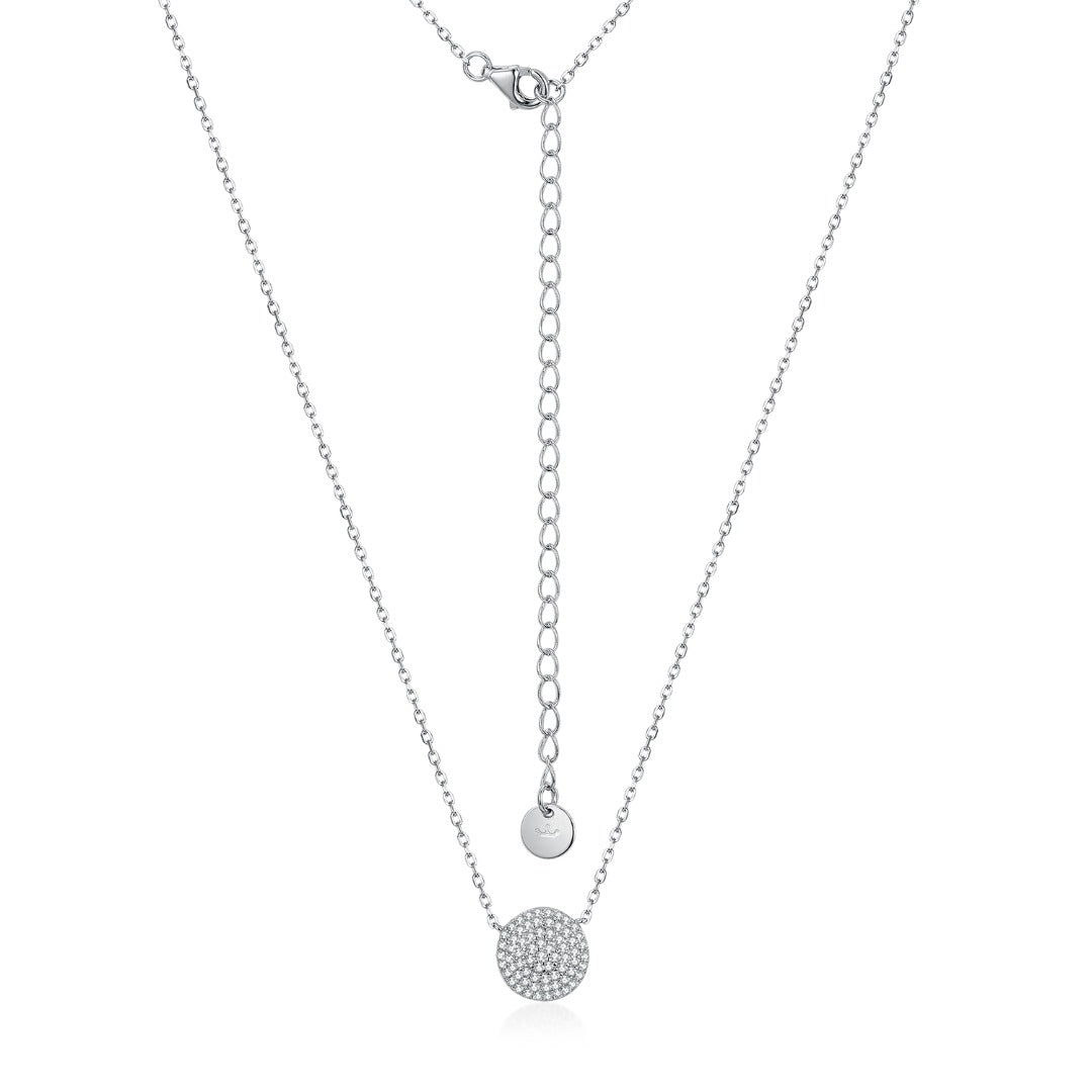 Sterling Silver Micropave Solitaire Necklace - HK Jewels