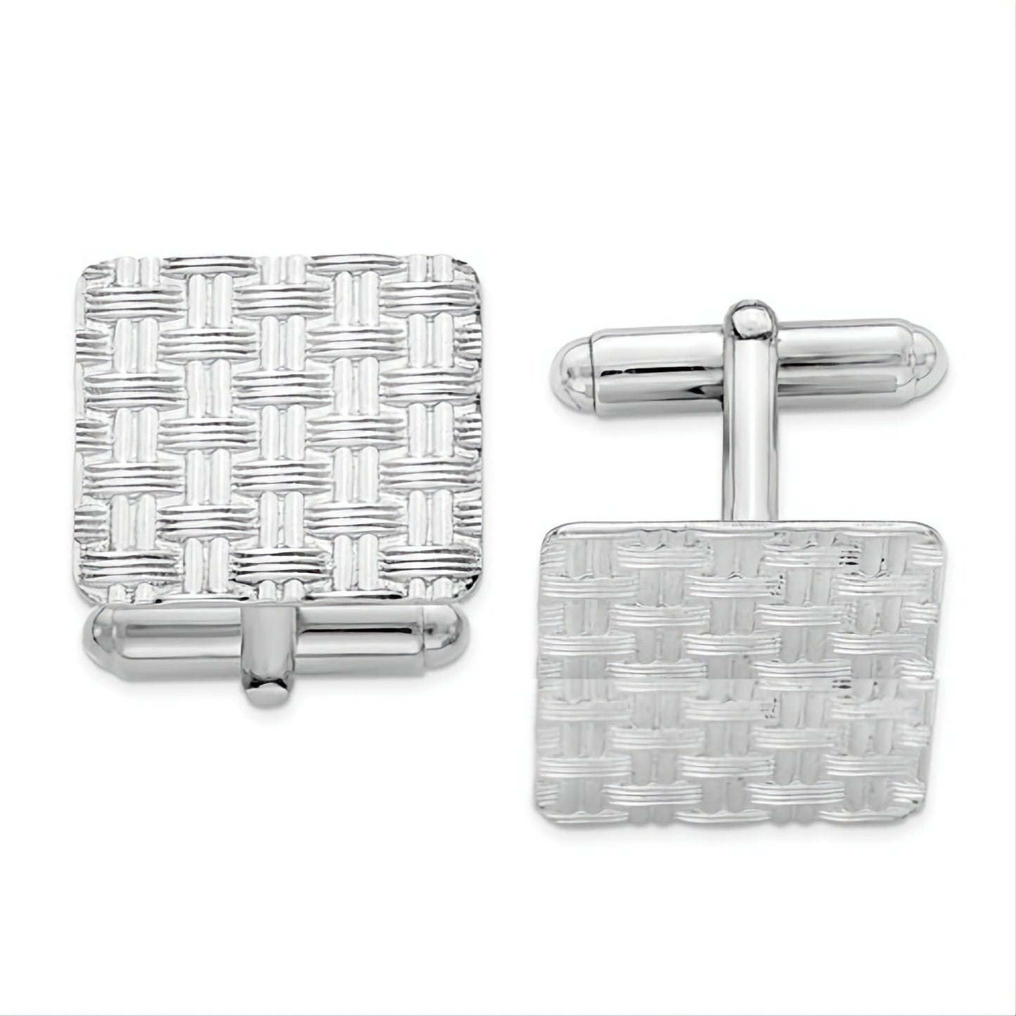 Rhodium Plated or Gold-plated Sterling Silver Weave Cufflinks