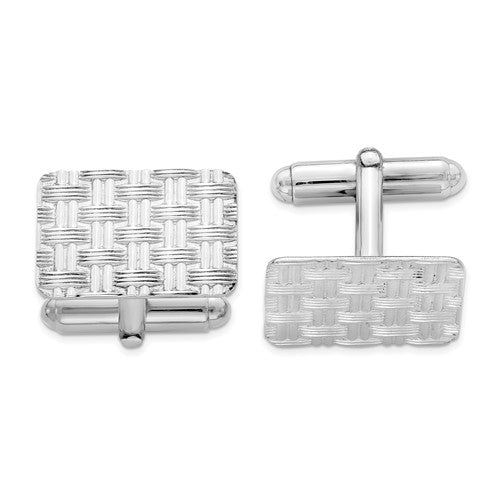 Rhodium Plated or Gold-plated Sterling Silver Weave Cufflinks