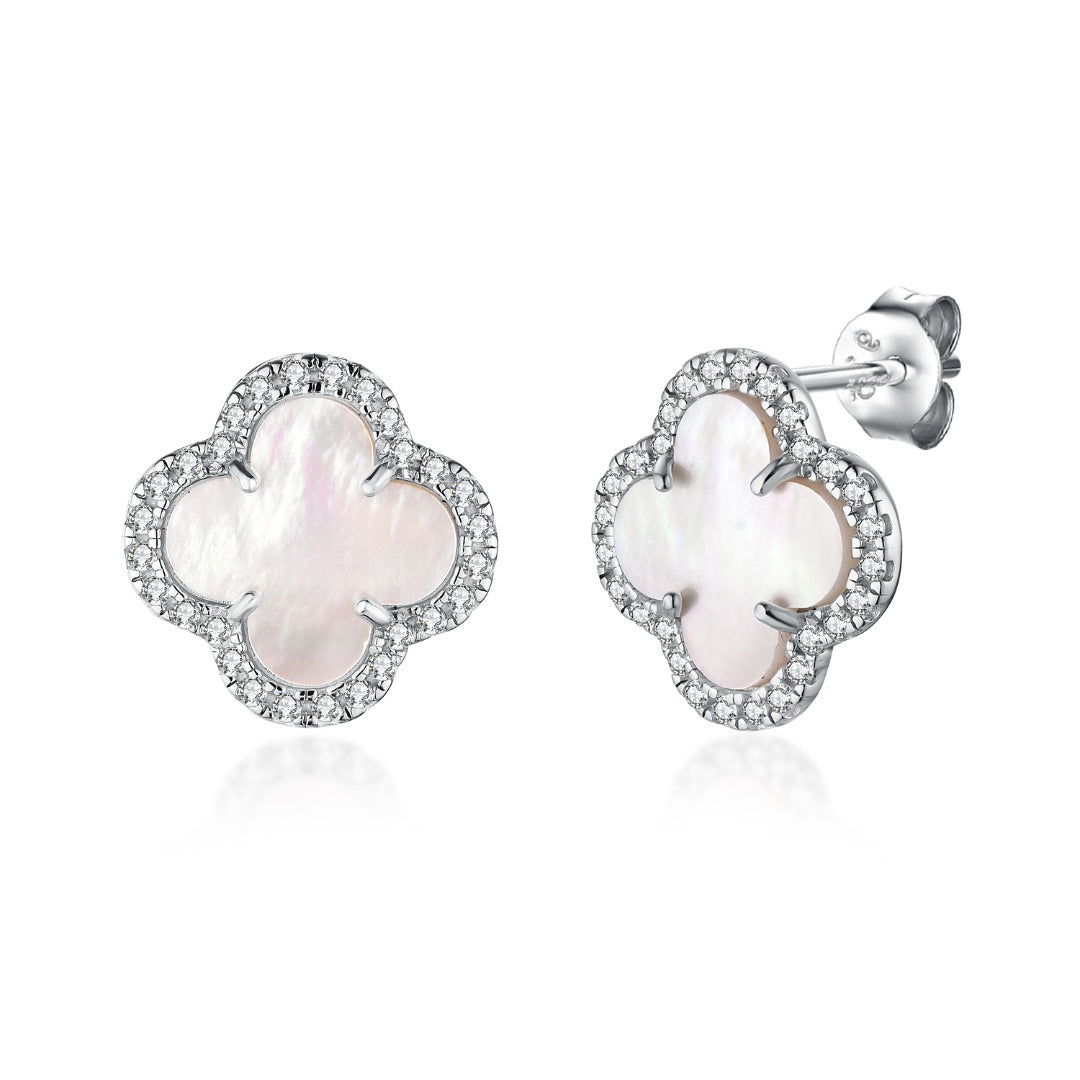 Sterling Silver Clover Stud Earrings - HK Jewels