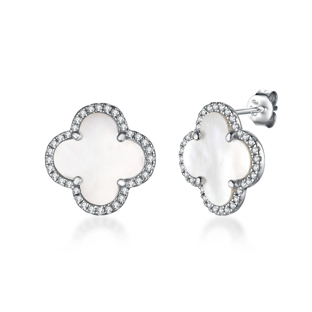 Sterling Silver Clover Stud Earrings - HK Jewels