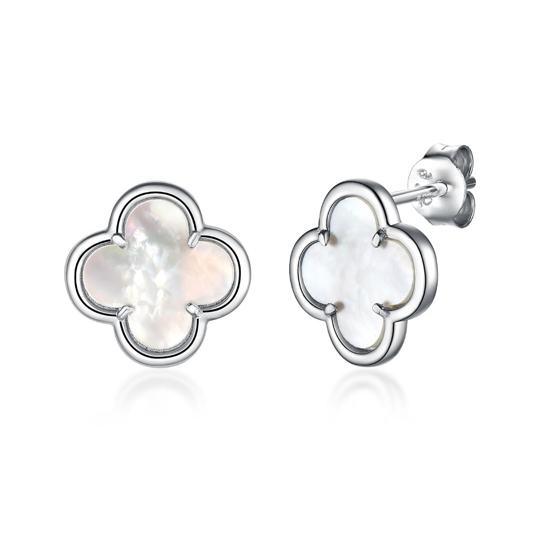 Sterling Silver Clover Stud Earrings - HK Jewels