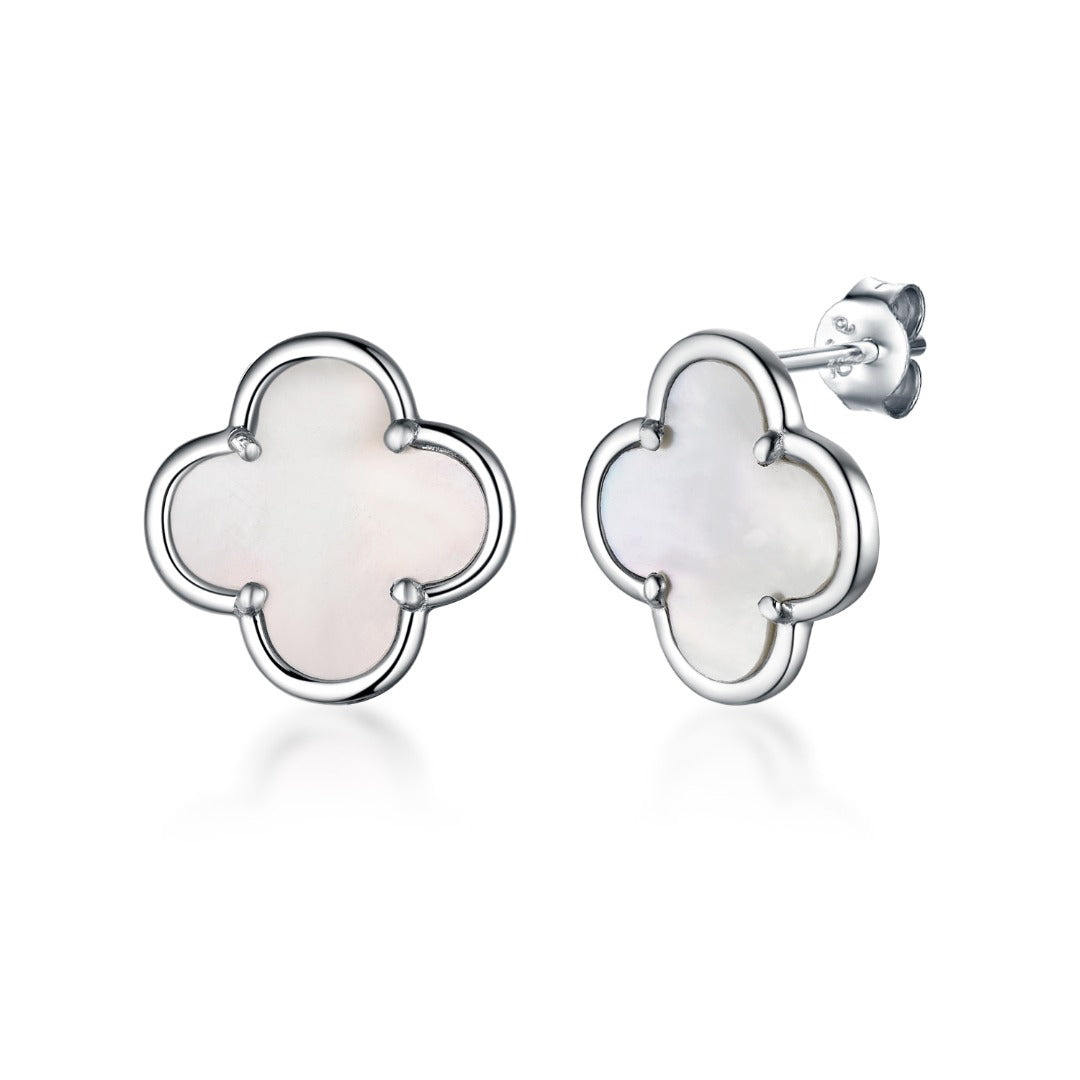 Sterling Silver Clover Stud Earrings - HK Jewels