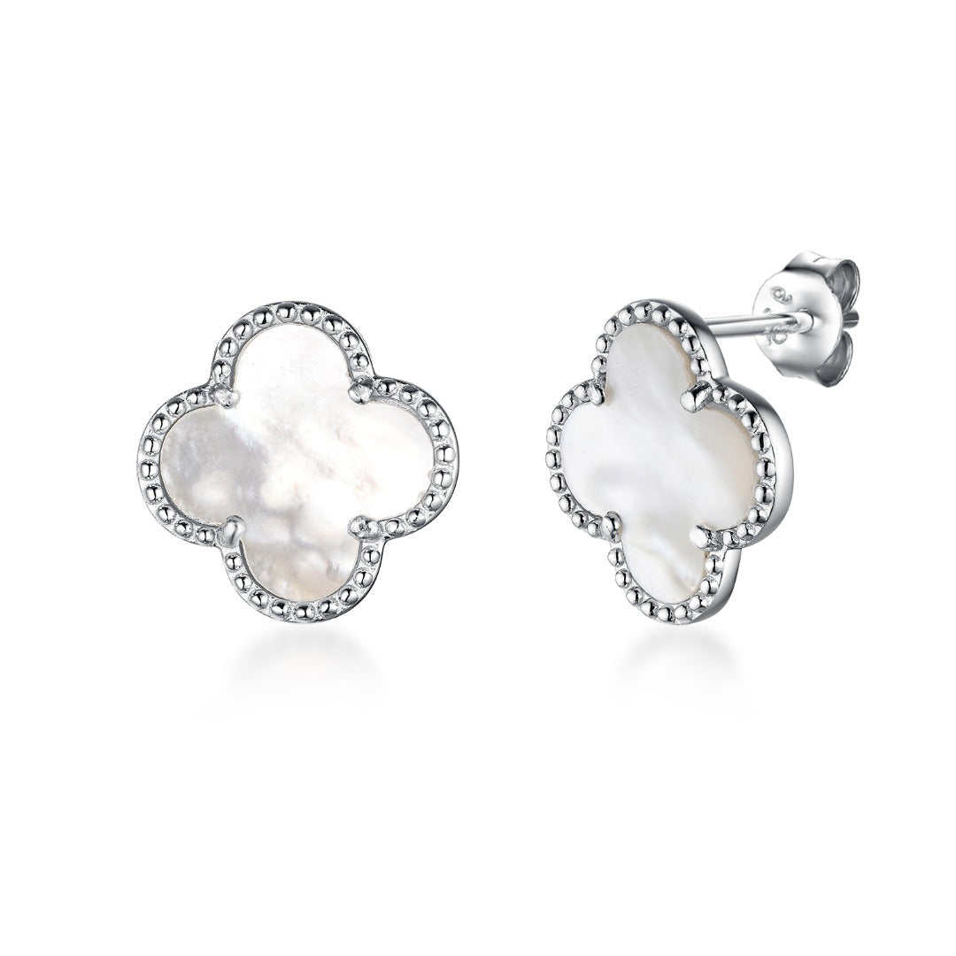 Sterling Silver Clover Stud Earrings - HK Jewels