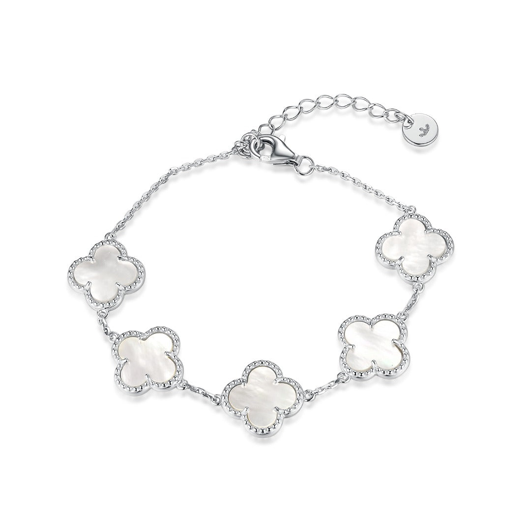 Clover Bracelet Clover Necklace 5 Motifs Gold Black and Pearl