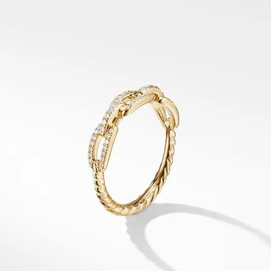 Micron Gold Plated Sterling Silver Micropave Paperclip Ring