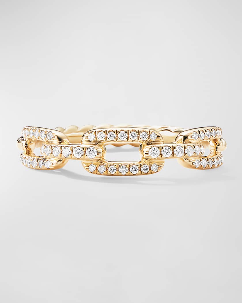 Micron Gold Plated Sterling Silver Micropave Paperclip Ring