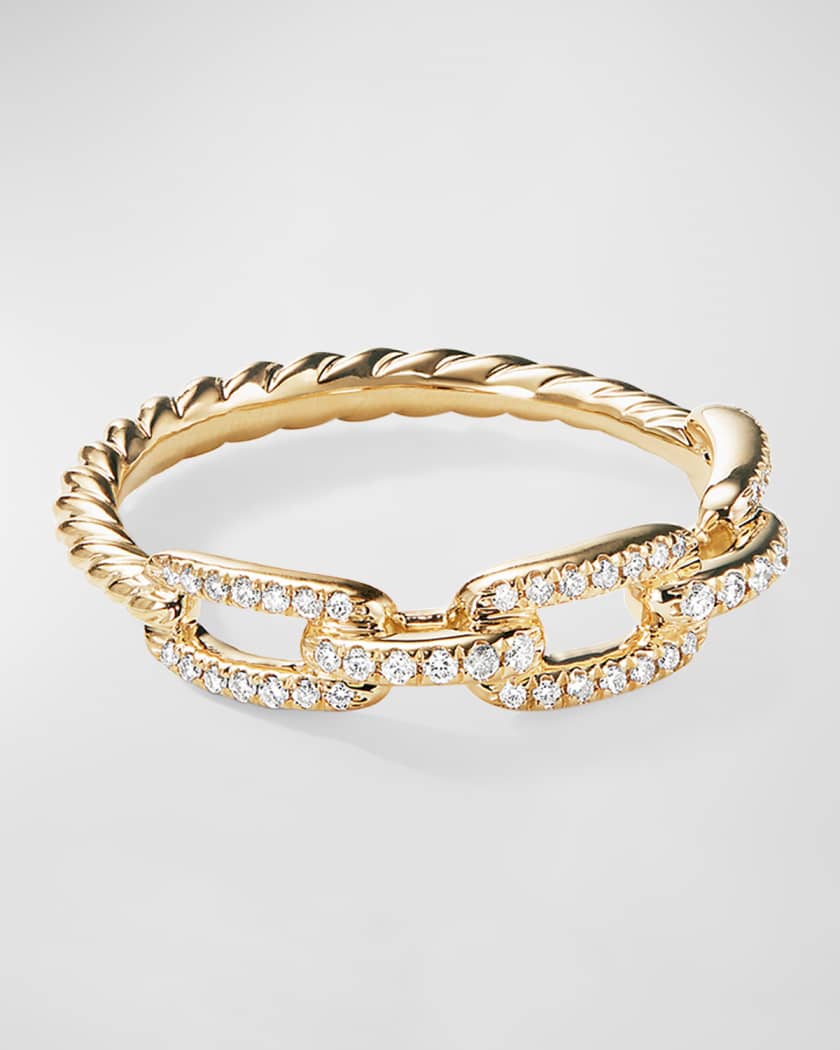 Micron Gold Plated Sterling Silver Micropave Paperclip Ring