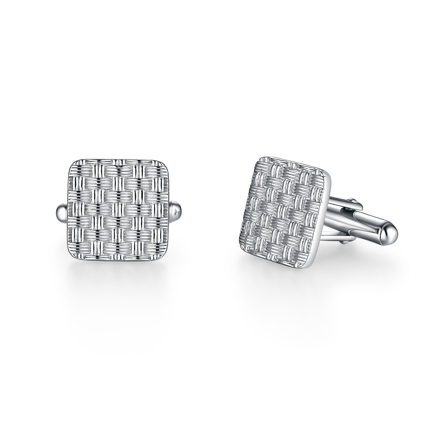 Rhodium Plated or Gold-plated Sterling Silver Weave Cufflinks
