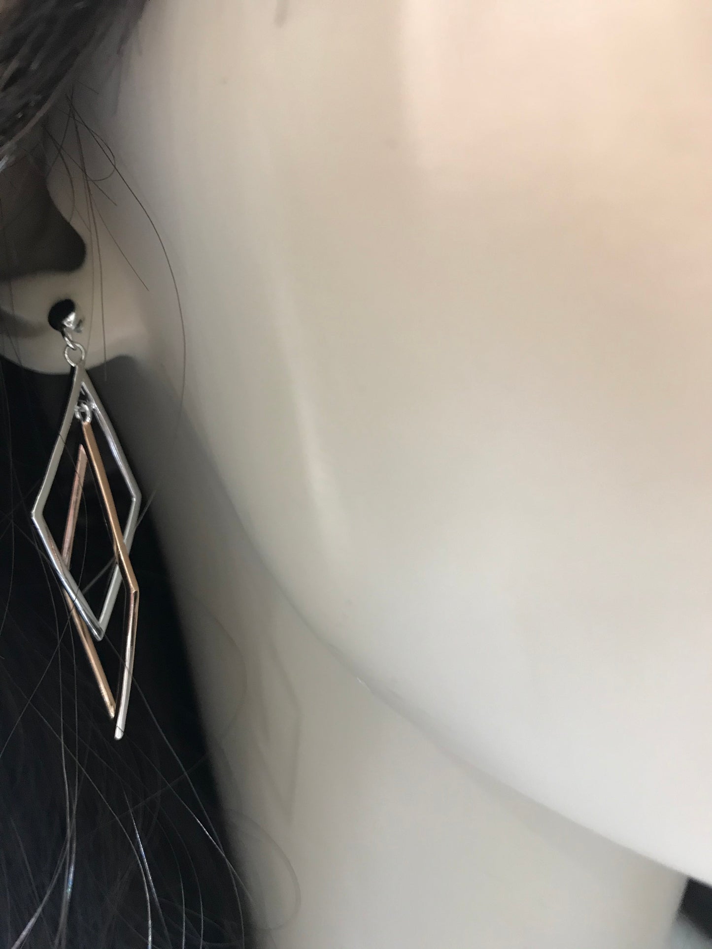 Sterling Silver Two-Tone Diamond Dangling Earrings - HK Jewels