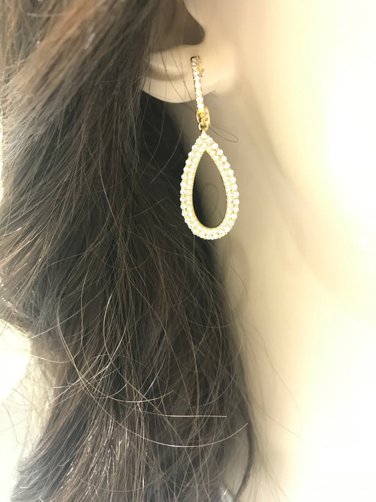 Sterling Silver Gold Plated Teardrop Earrings - HK Jewels