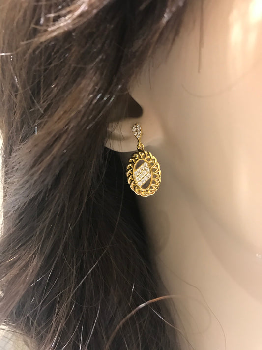 Sterling Silver Gold Plated Small Oval Earrings - HK Jewels