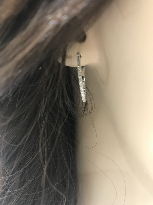 10K Micropave Oval Diamond Hoops - HK Jewels