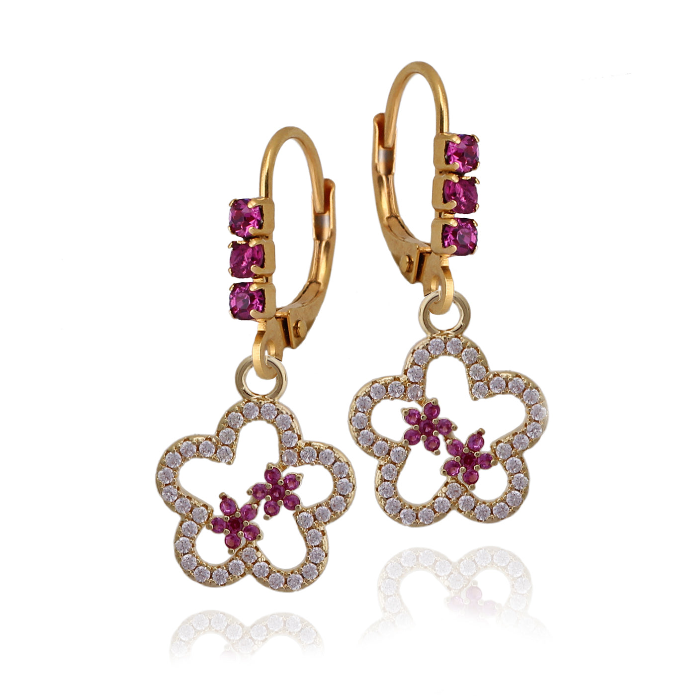 Surgical Steel Fuchsia Flower Earrings - HK Jewels