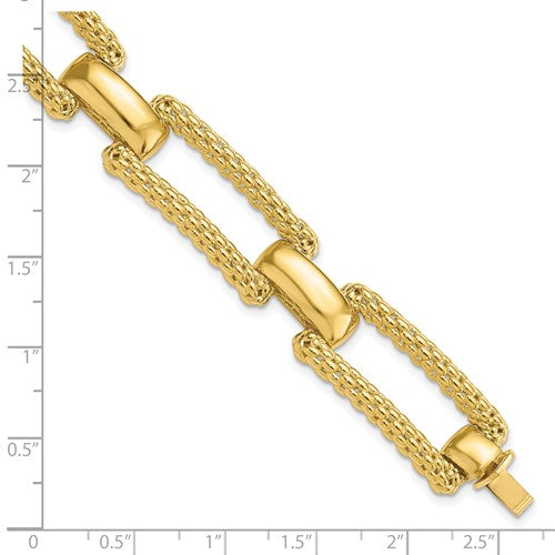 14k Large Textured Paperclip Yellow Gold Bracelet - HK Jewels