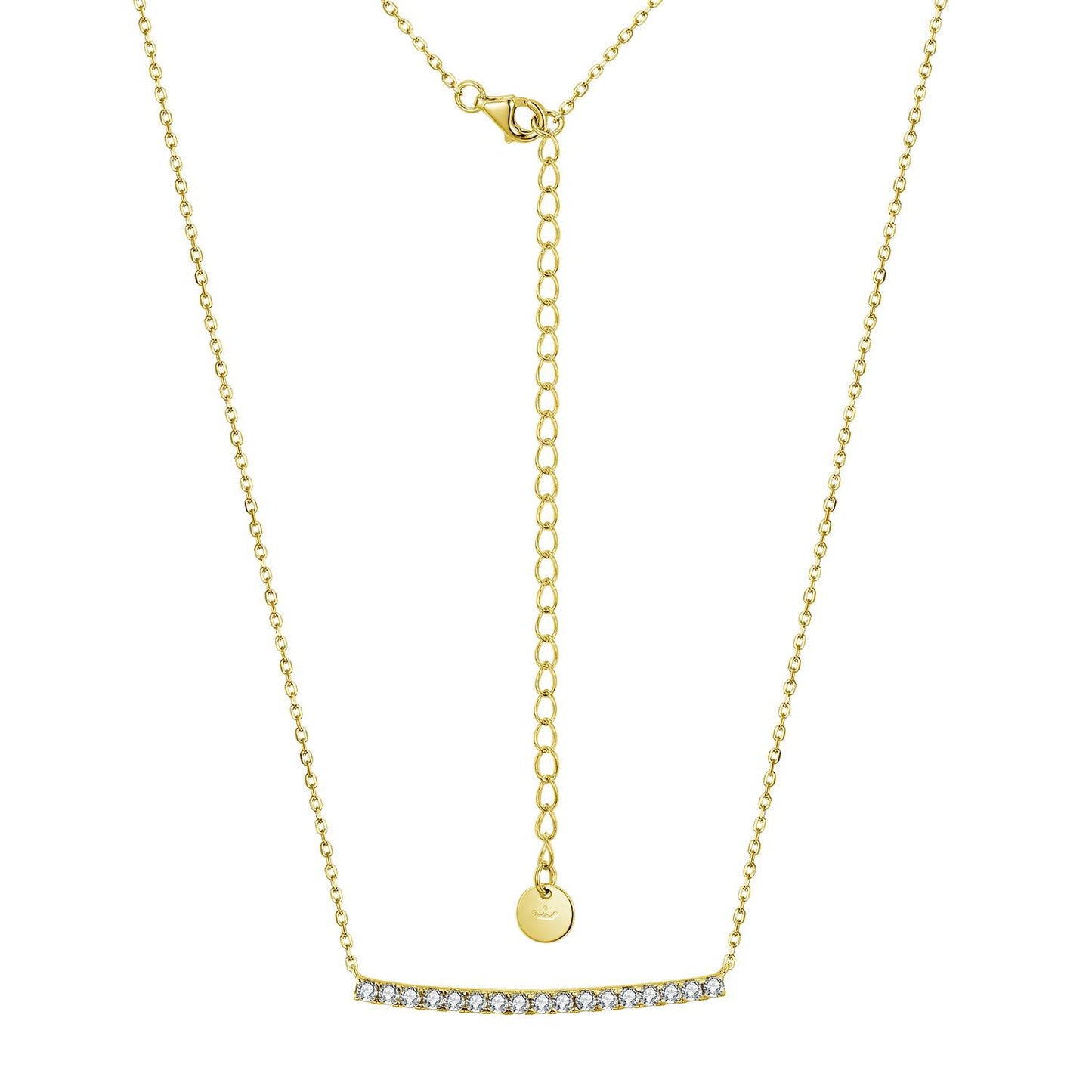 Sterling Silver Gold or Rhodium Plated CZ Bar Necklace