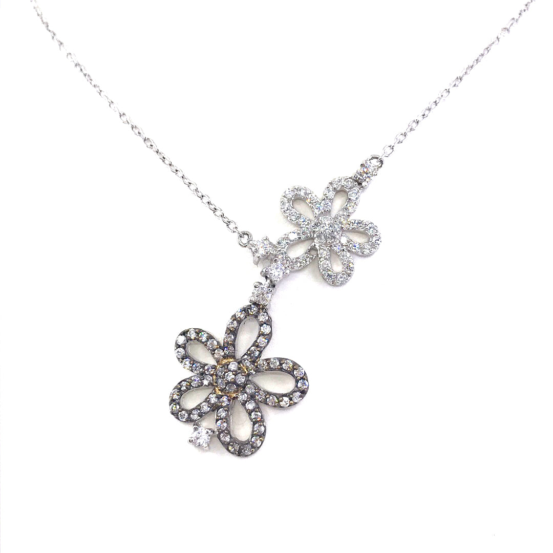 Sterling Silver Flower Necklace - HK Jewels