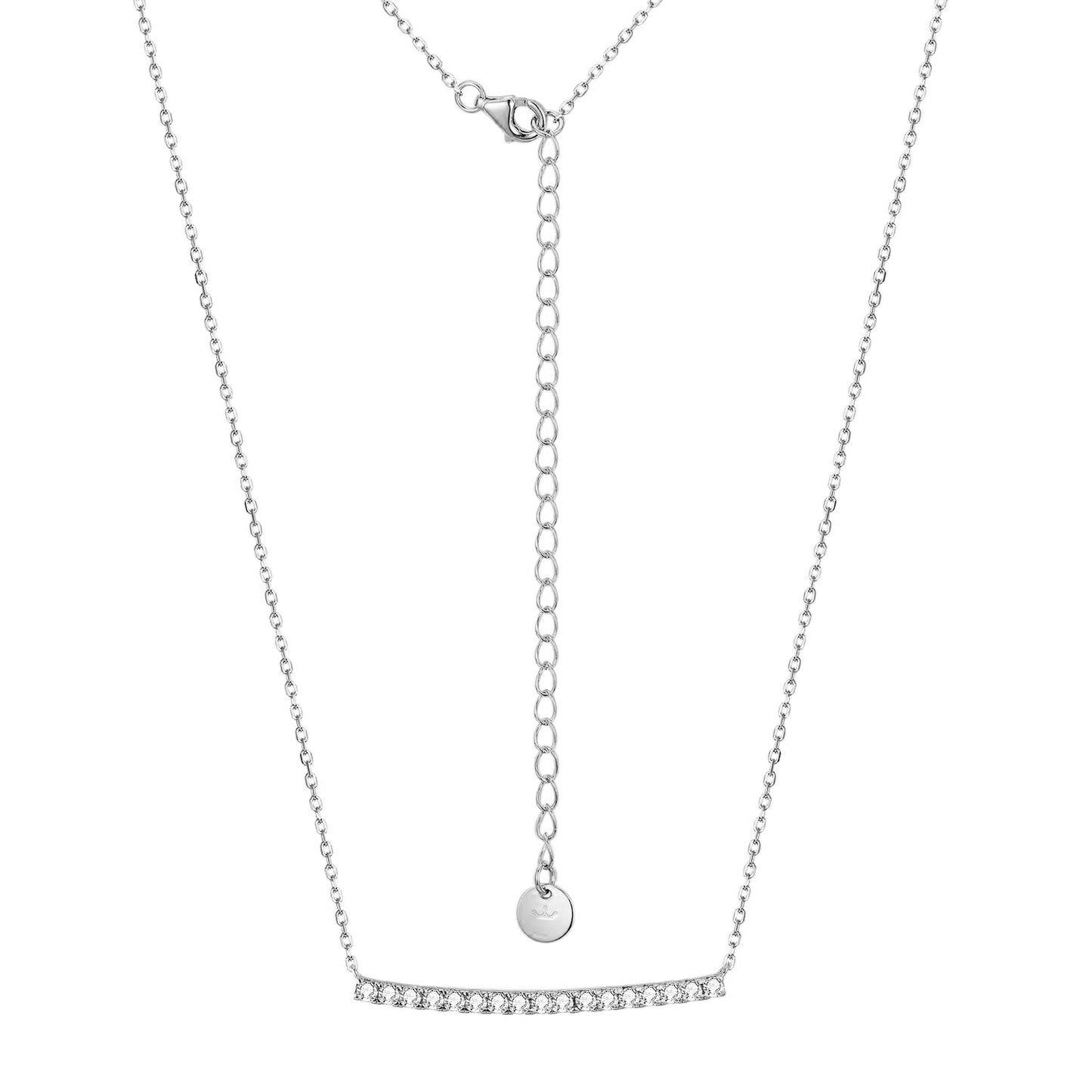 Sterling Silver Gold or Rhodium Plated CZ Bar Necklace
