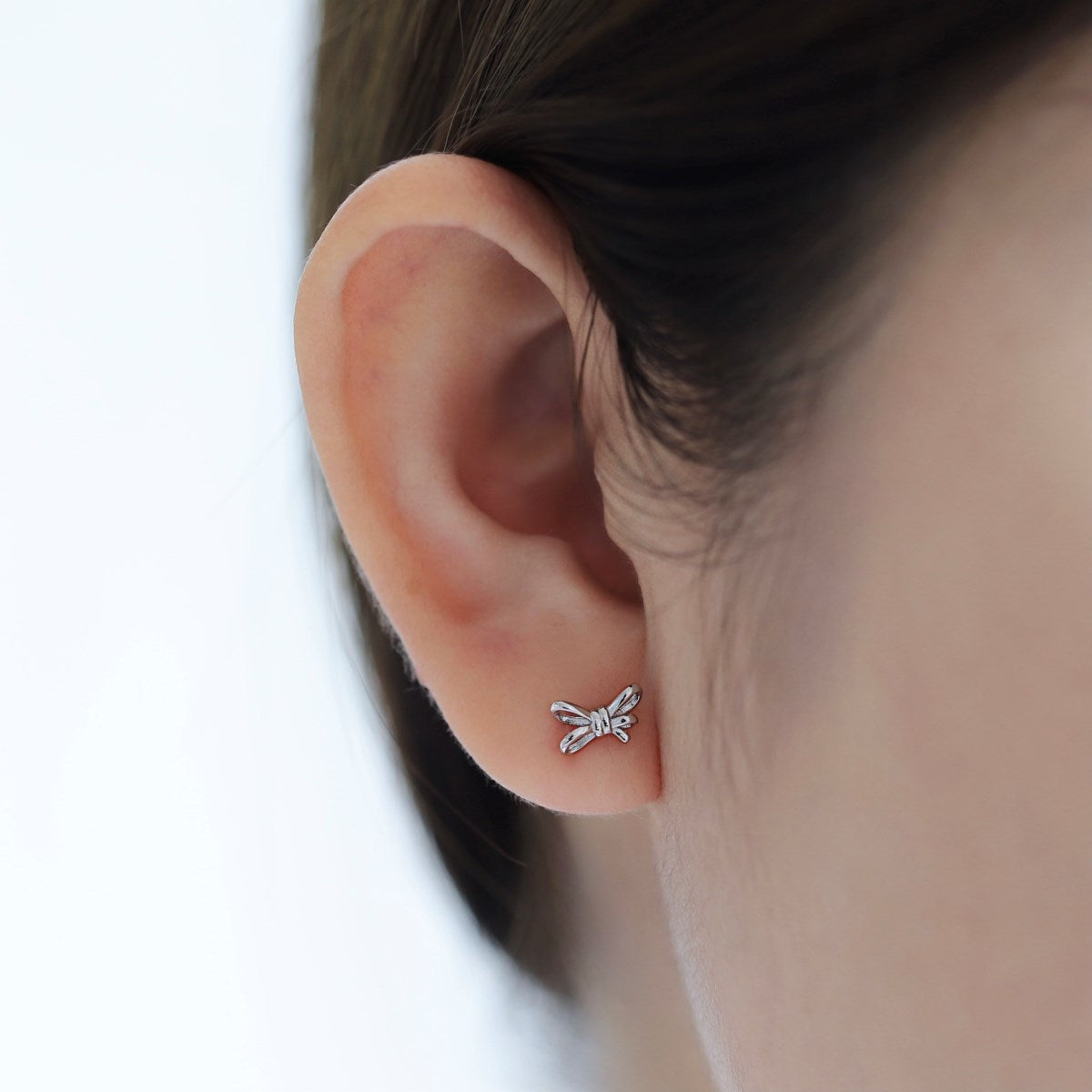 Sterling Silver Bow Stud Earrings - HK Jewels