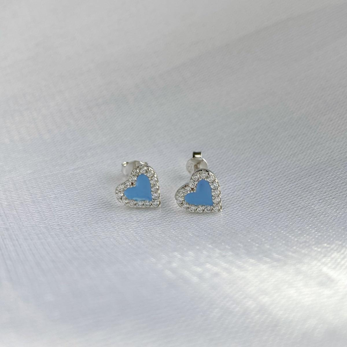 Sterling Silver Colorful Heart Shape Stud Earrings - HK Jewels