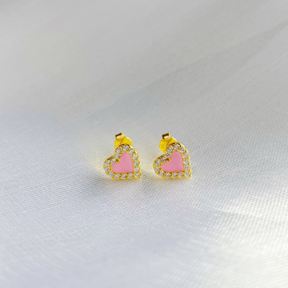 Sterling Silver Colorful Heart Shape Stud Earrings - HK Jewels