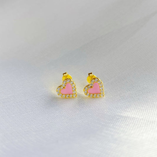 Sterling Silver Colorful Heart Shape Stud Earrings - HK Jewels