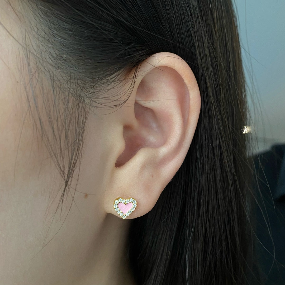 Sterling Silver Colorful Heart Shape Stud Earrings - HK Jewels