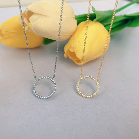 Sterling Silver Circle Necklace - HK Jewels