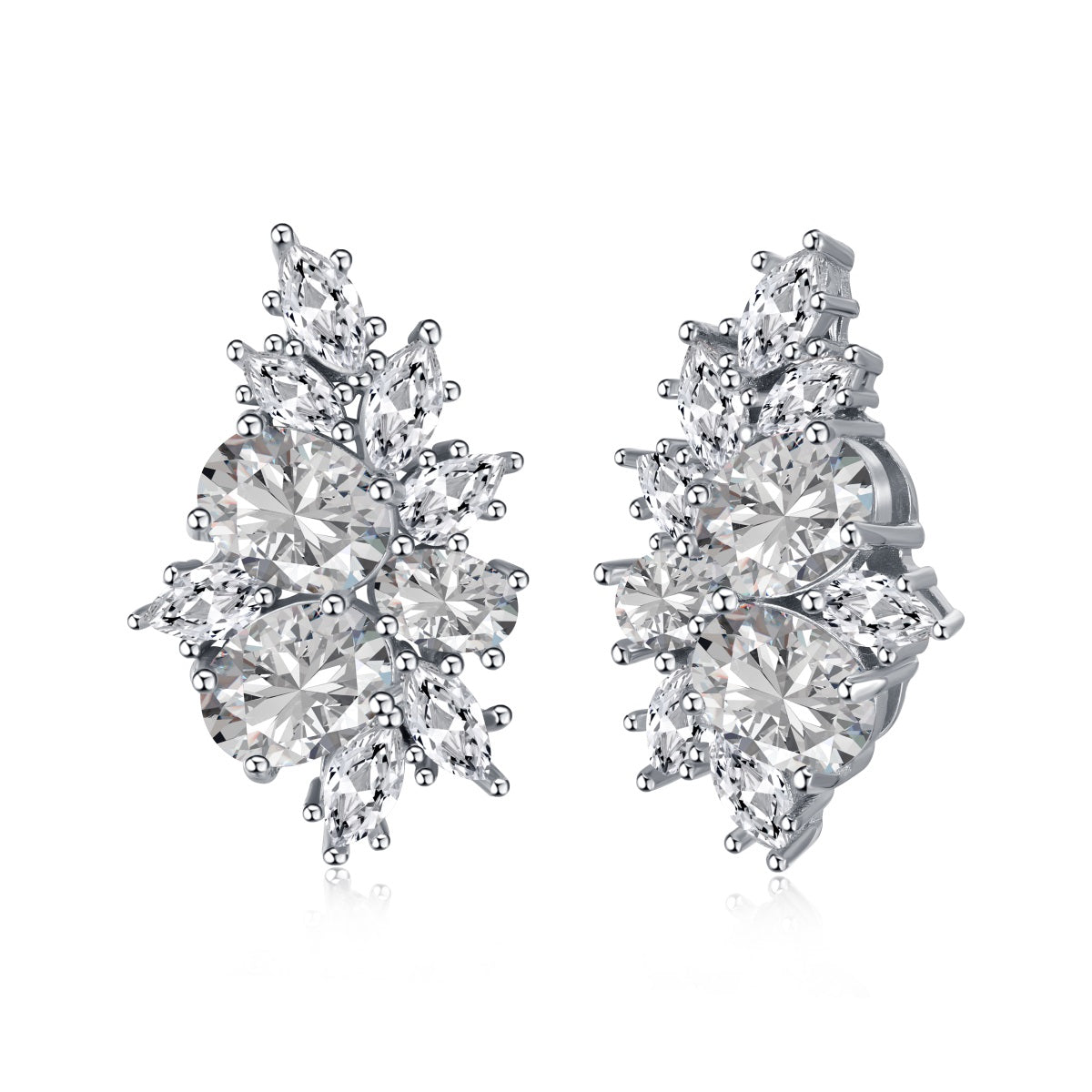 Sterling Silver Cluster Stud Earrings - HK Jewels
