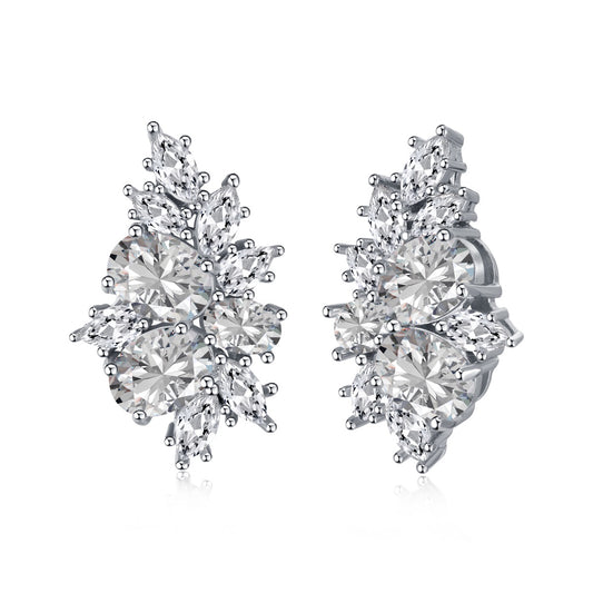 Sterling Silver Cluster Stud Earrings - HK Jewels
