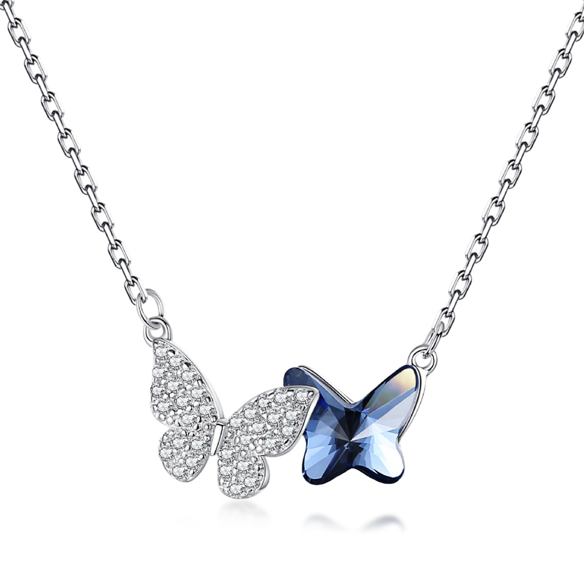 Sterling Silver Double Butterfly Necklace