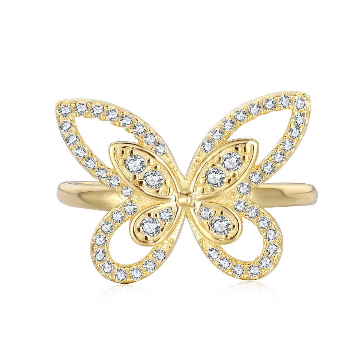 Sterling Silver Outline Butterfly CZ Ring - HK Jewels