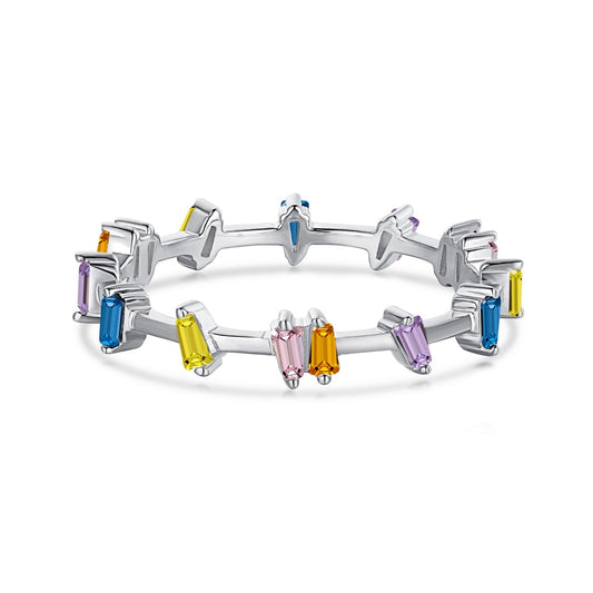 Sterling Silver Multicolored CZ Ring - HK Jewels