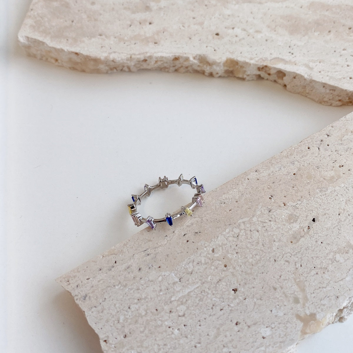 Sterling Silver Multicolored CZ Ring - HK Jewels