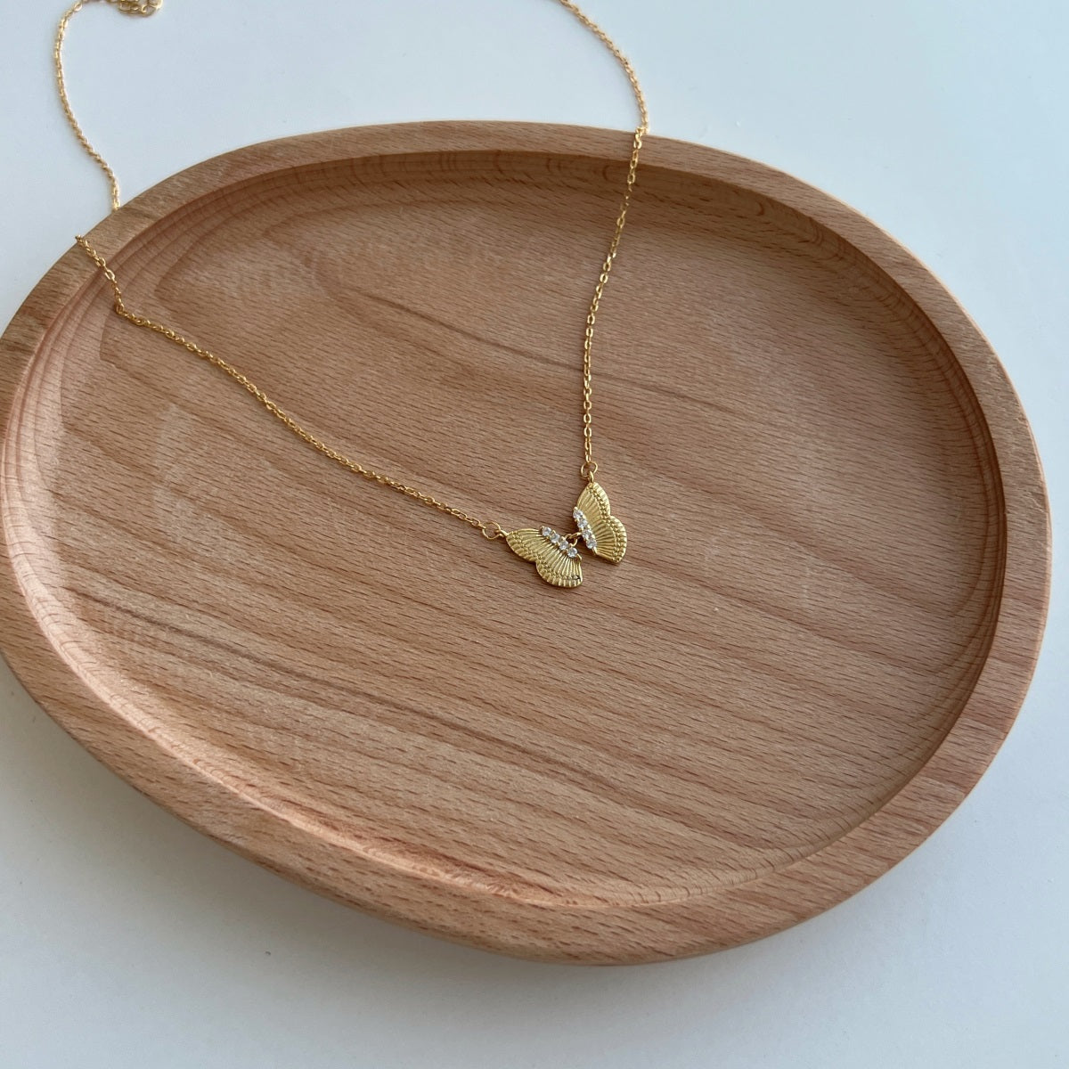 Sterling Silver Butterfly Necklace with CZ Accent - HK Jewels