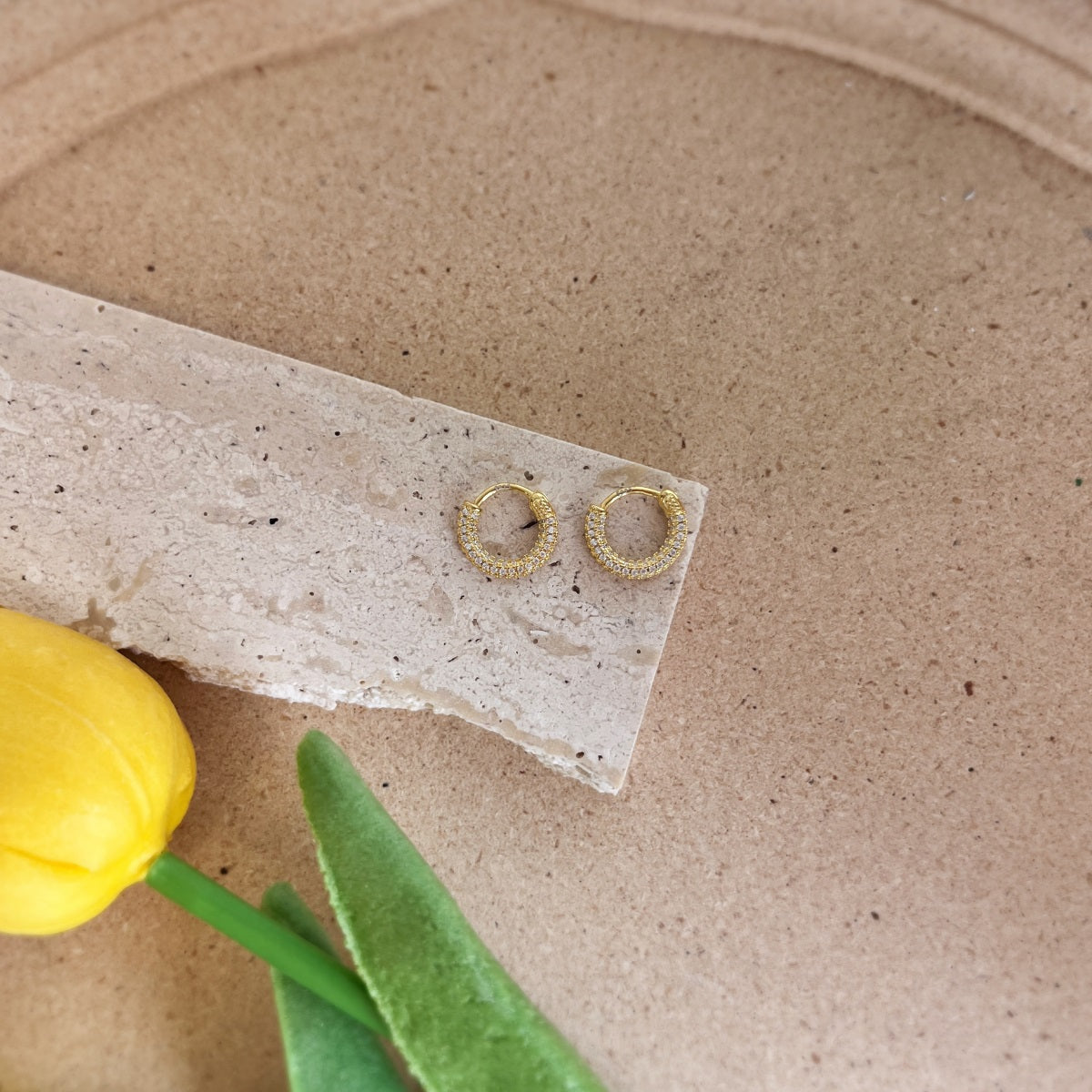 Sterling Silver Micropave Huggie Hoop Earrings - HK Jewels